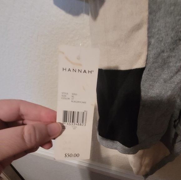 Hannah Colorblock Black, Gray, And Cream Open Front Cardigan Size XL - Picture 8 of 8